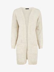 Gilet long ouvert à manches chauve-souris - Beige - 1