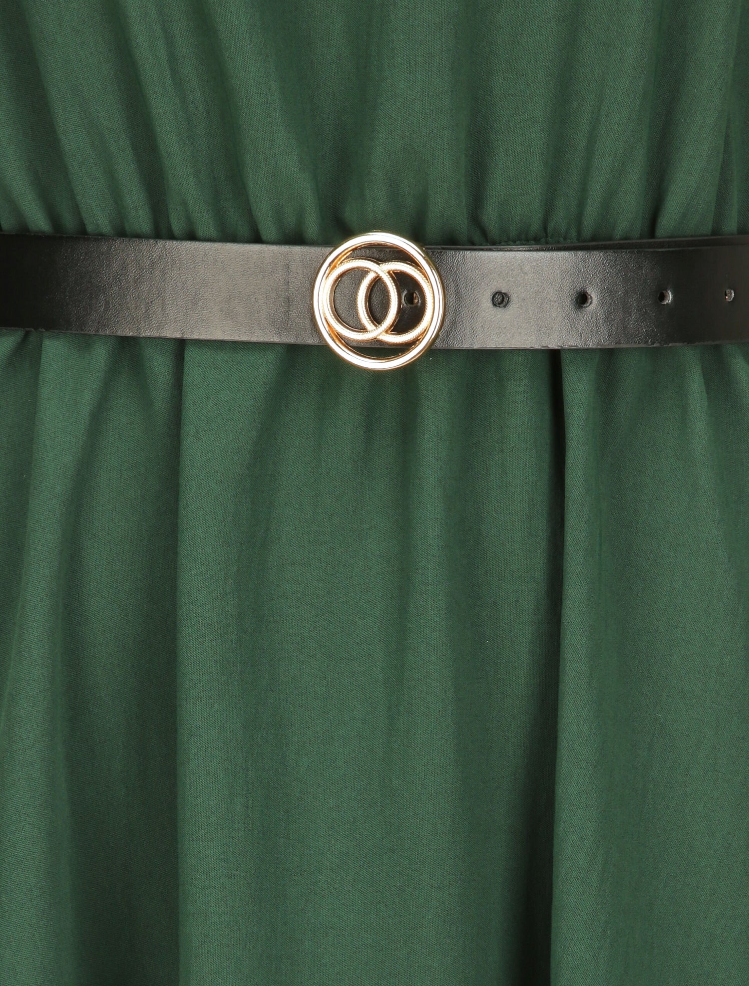 Robe à col lavallière et mancherons volantés - Vert émeraude - 3