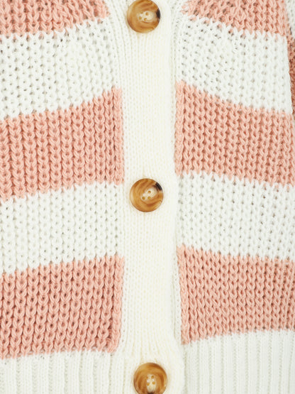 Gilet court à rayures - Rose - 3