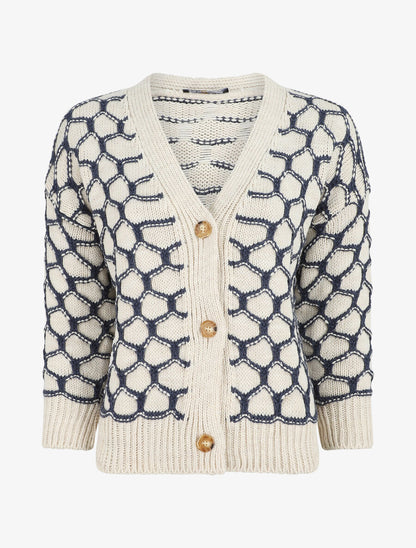Cardigan à imprimé fantaisie - Bleu - 1