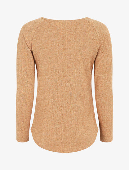 Pull côtelé à boutons - Camel - 2