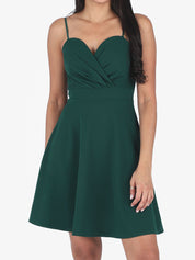 Robe patineuse courte à bretelles - Vert sapin - 1