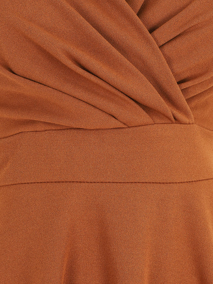 Robe patineuse courte à bretelles - Camel - 4
