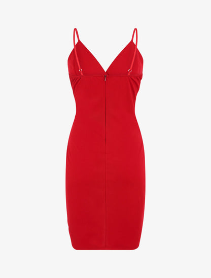 Robe portefeuille courte à bretelles - Framboise - 3