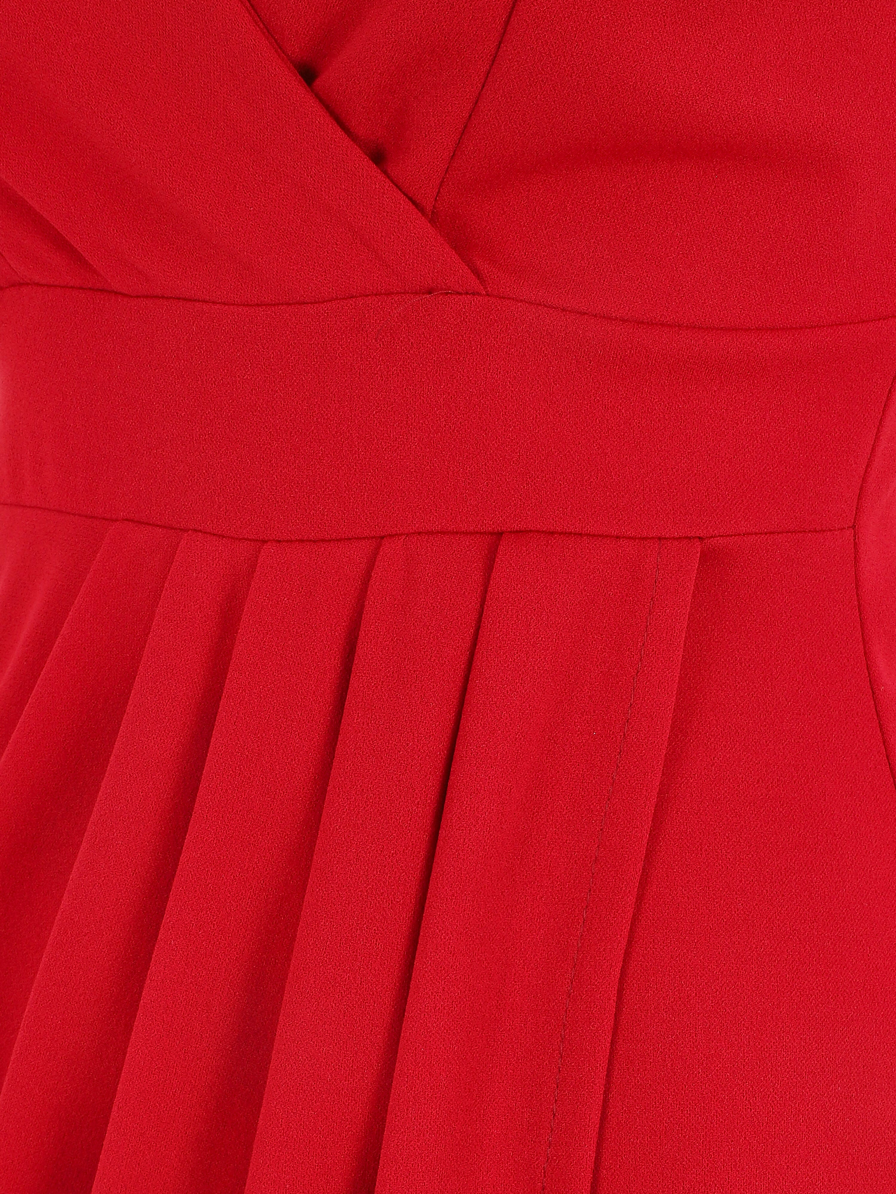 Robe portefeuille courte à bretelles - Framboise - 4