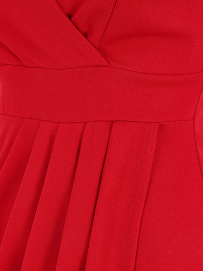 Robe portefeuille courte à bretelles - Framboise - 4