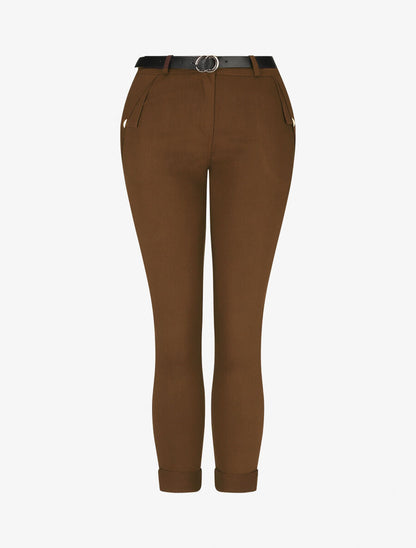Pantalon droit à poches fantaisies - Marron - 1