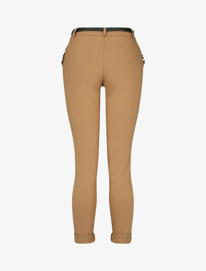 Pantalon 7/8 à revers et poches volantées - Camel - 2