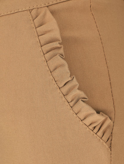 Pantalon 7/8 à revers et poches volantées - Camel - 3