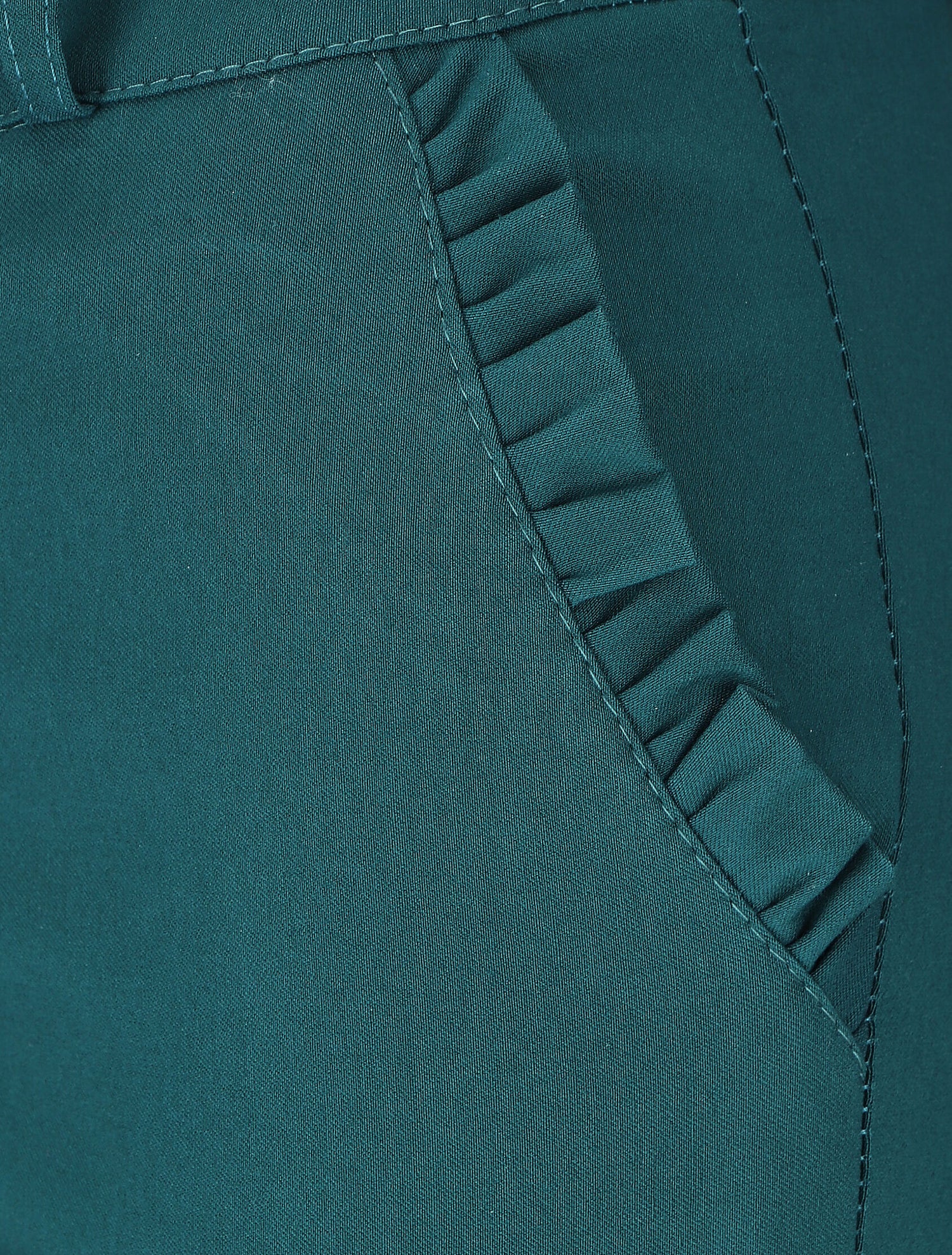 Pantalon 7/8 à revers et poches volantées - Vert sapin - 3