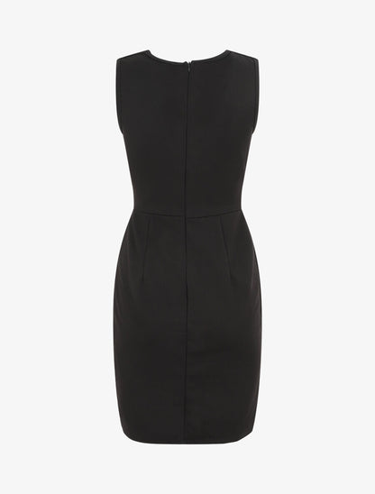 Robe unie sans manches à boutons - Noir - 2