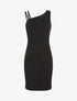 Robe fourreau à bretelles asymétrique - Noir - 1
