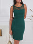 Robe fourreau et dentelle - Vert sapin - 1