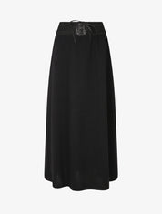 Jupe longue droite unie à taille élastiquée - Noir - 1