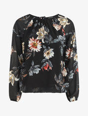 Blouse en voile à imprimé fleuri - Noir - 1