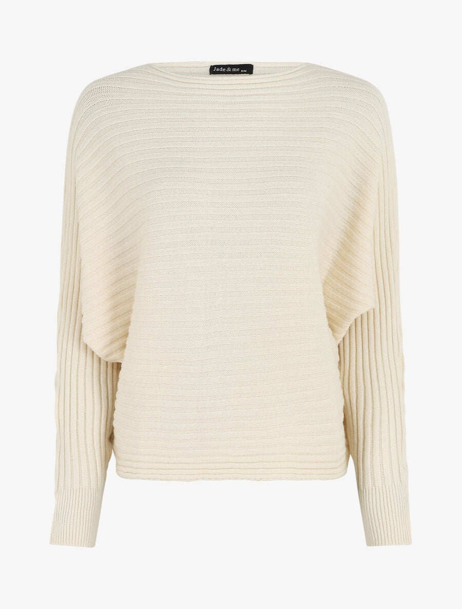 Pull uni oversize chauve-souris - Écru - 5