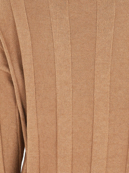 Pull ample côtelé col bateau - Camel - 3