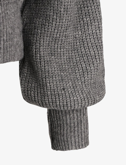 Gilet côtelé à col V - Gris - 3