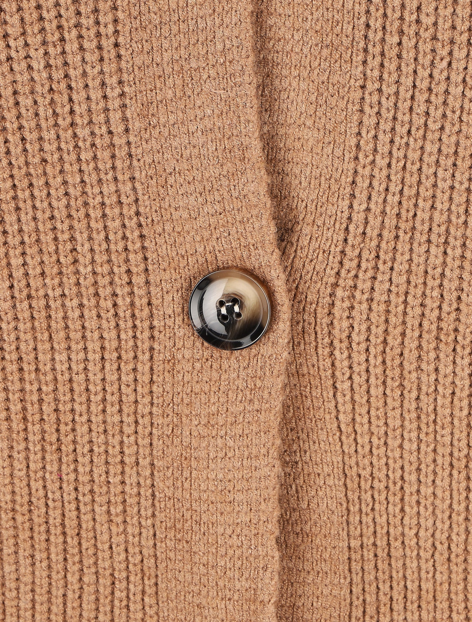 Gilet côtelé à col V - Camel - 3