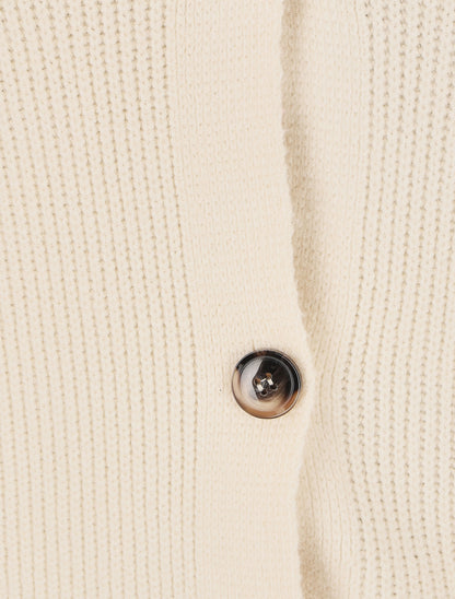 Gilet côtelé à col V - Beige - 3