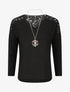 Pull droit à épaules en dentelle - Noir - 1