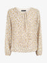 Blouse ample en voile imprimé feuilles irisées - Beige - 1