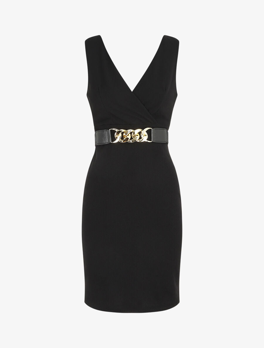Robe courte ajustée sans manches - Noir - 2