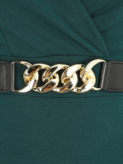 Robe courte ajustée sans manches - Vert sapin - 4