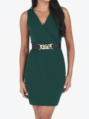 Robe courte ajustée sans manches - Vert sapin - 1