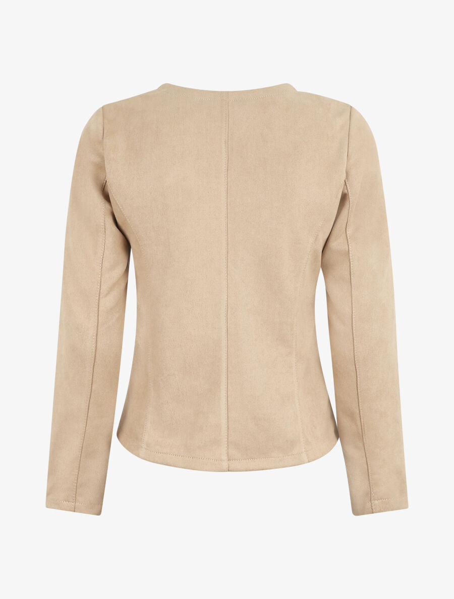 Veste ouverte en suédine - Beige - 2