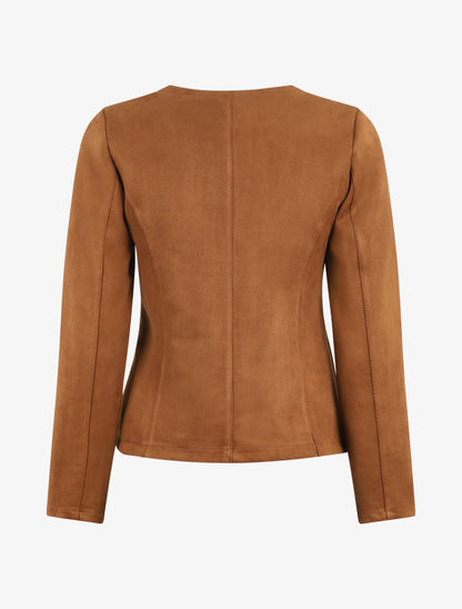 Veste ouverte en suédine - Marron - 2