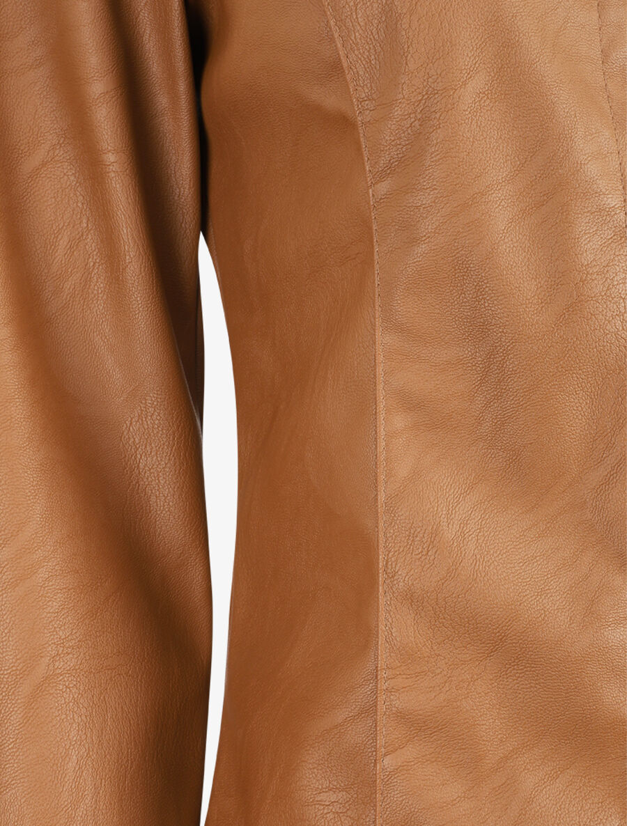 Veste ouverte en simili - Camel - 3