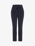 Pantalon fluide uni à taille élastiquée - Marine - 3