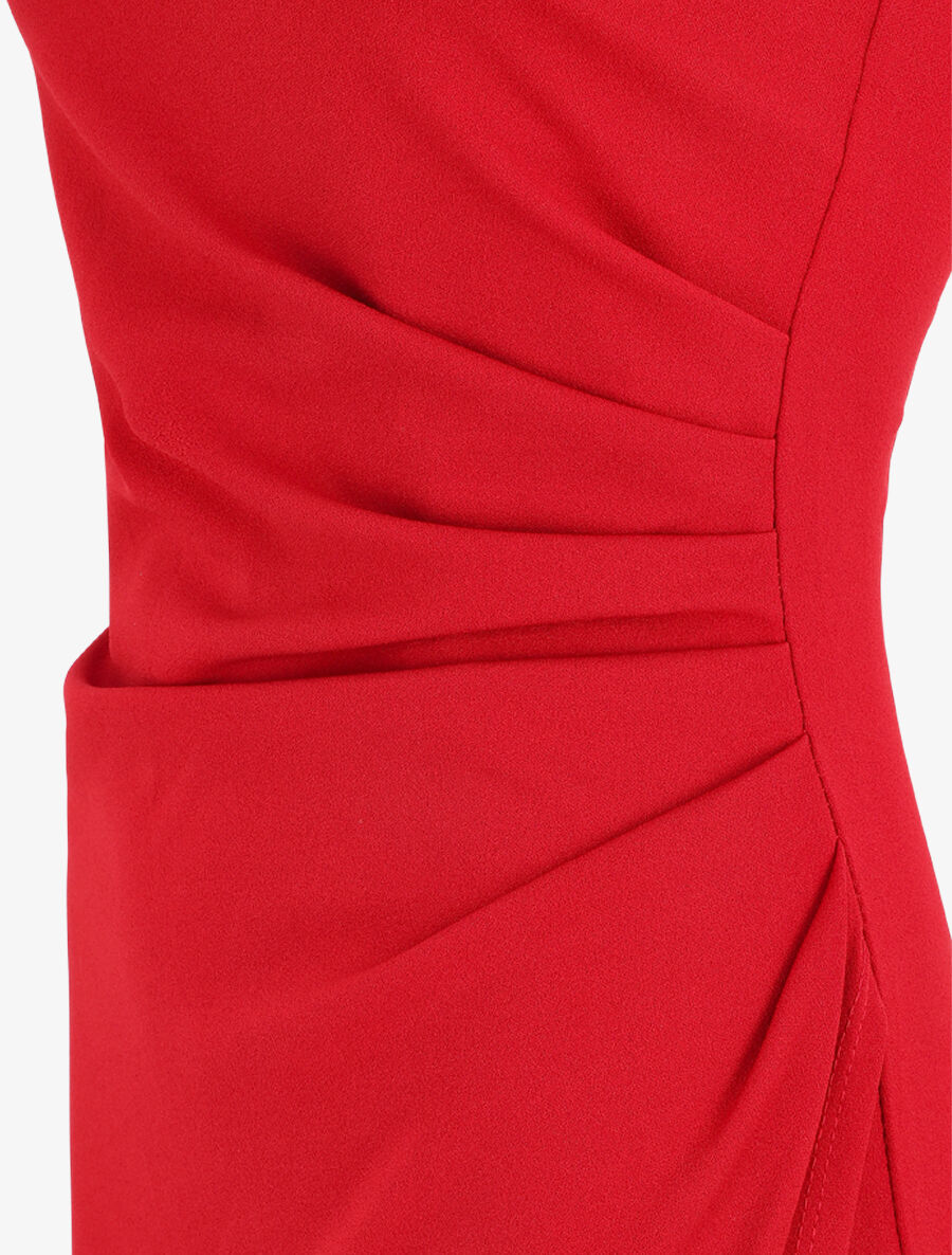 Robe à bretelles asymétriques effet drapé - Rouge - 4