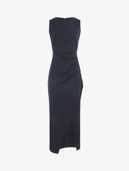 Robe longue drapée sans manches - Marine - 4