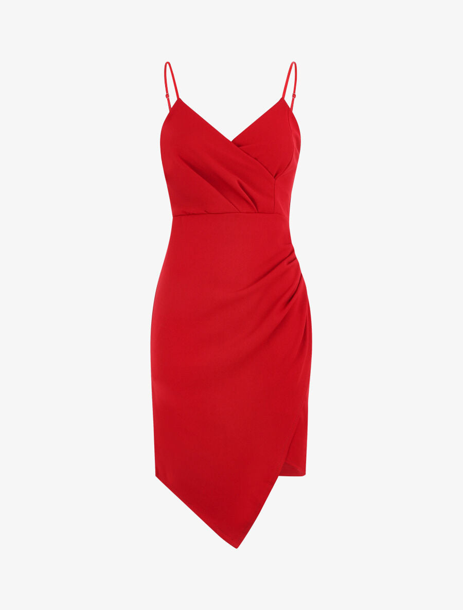 Robe fourreau style portefeuille - Rouge - 2