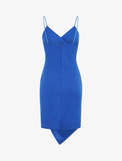 Robe fourreau style portefeuille - Bleu électrique - 3