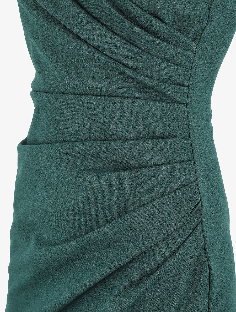 Robe fourreau à bretelles asymétriques - Vert sapin - 4