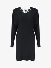 Robe pull mi-longue à broderies au dos - Noir - 5