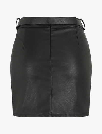 Jupe courte en simili - Noir - 2