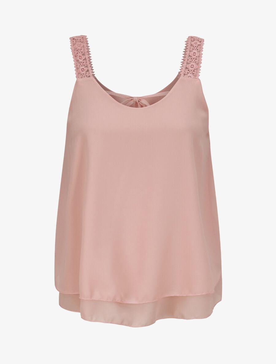 Top en voile fin transparent - Rose poudré - 1