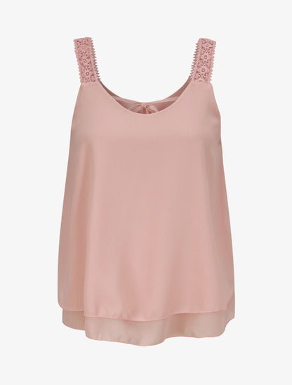 Top en voile fin transparent - Rose poudré - 1