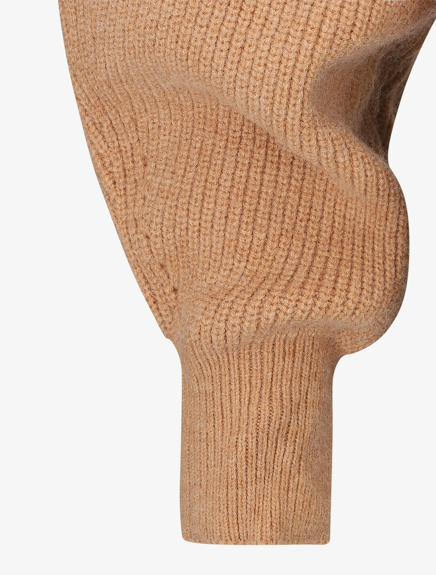 Pull uni col cache-coeur et bas asymétrique - Camel - 3