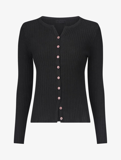 Gilet uni côtelé coupe ajustée - Noir - 4