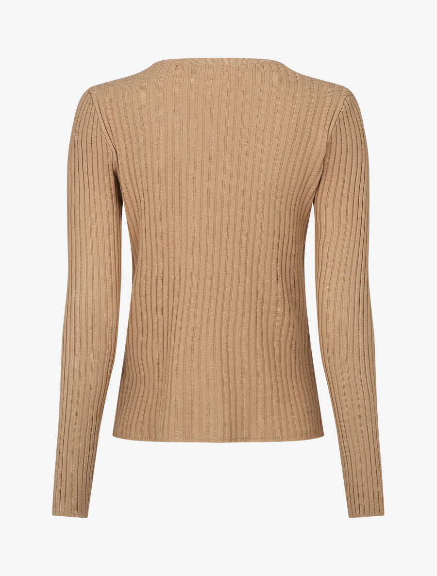 Gilet uni côtelé coupe ajustée - Camel - 2