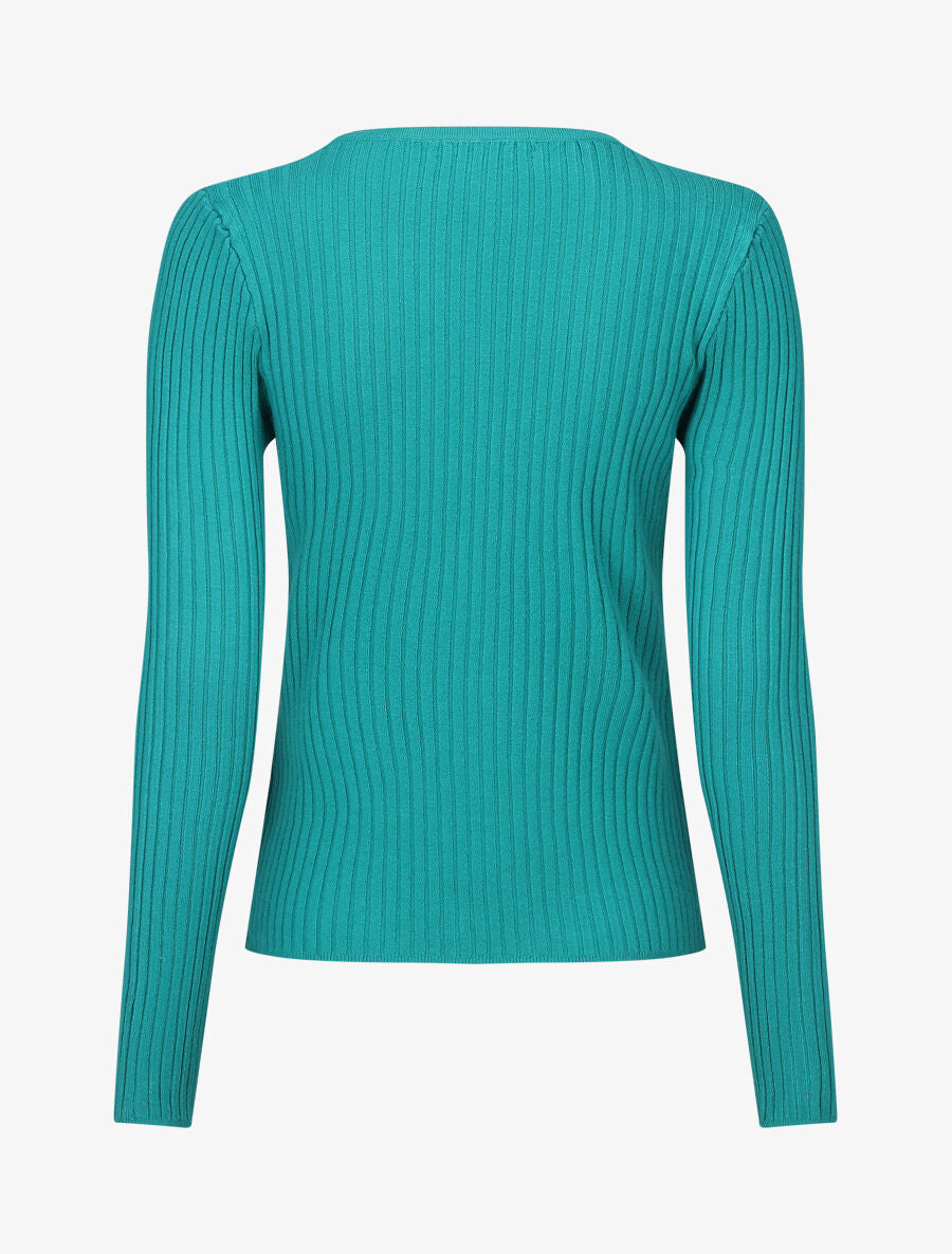 Gilet uni côtelé coupe ajustée - Turquoise - 2