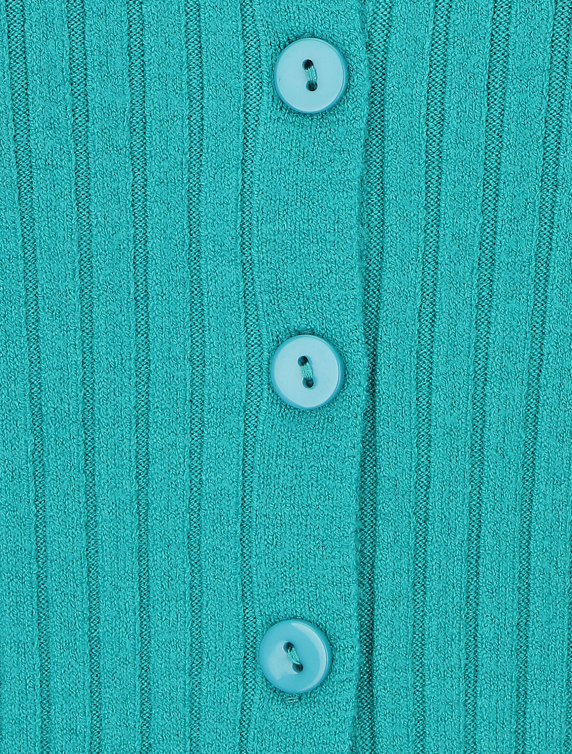 Gilet uni côtelé coupe ajustée - Turquoise - 3