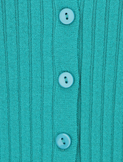 Gilet uni côtelé coupe ajustée - Turquoise - 3