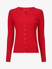 Gilet uni côtelé coupe ajustée - Rouge - 1