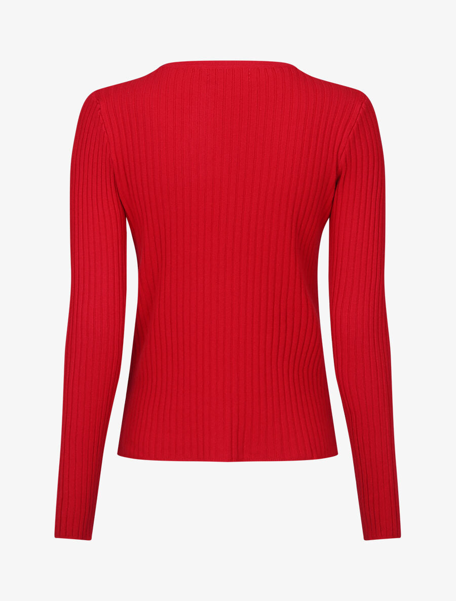 Gilet uni côtelé coupe ajustée - Rouge - 2